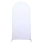 7ft Matte White Spandex Fitted Chiara Backdrop Stand Cover For Round Top Wedding Arch - Bell Racket Store
