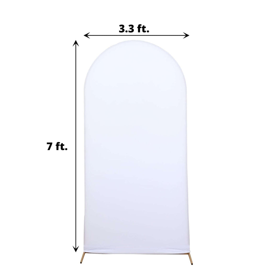 7ft Matte White Spandex Fitted Chiara Backdrop Stand Cover For Round Top Wedding Arch - Bell Racket Store