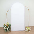 7ft Matte White Spandex Fitted Chiara Backdrop Stand Cover For Round Top Wedding Arch - Bell Racket Store