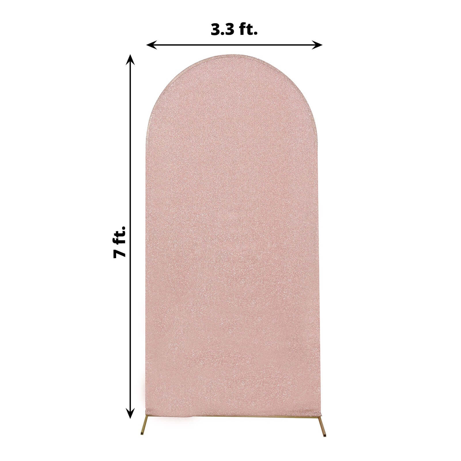 7ft Rose Gold Shimmer Tinsel Spandex Chiara Backdrop Stand Cover For Fitted Round Top Wedding Arch - Bell Racket Store