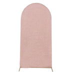 7ft Rose Gold Shimmer Tinsel Spandex Chiara Backdrop Stand Cover For Fitted Round Top Wedding Arch - Bell Racket Store
