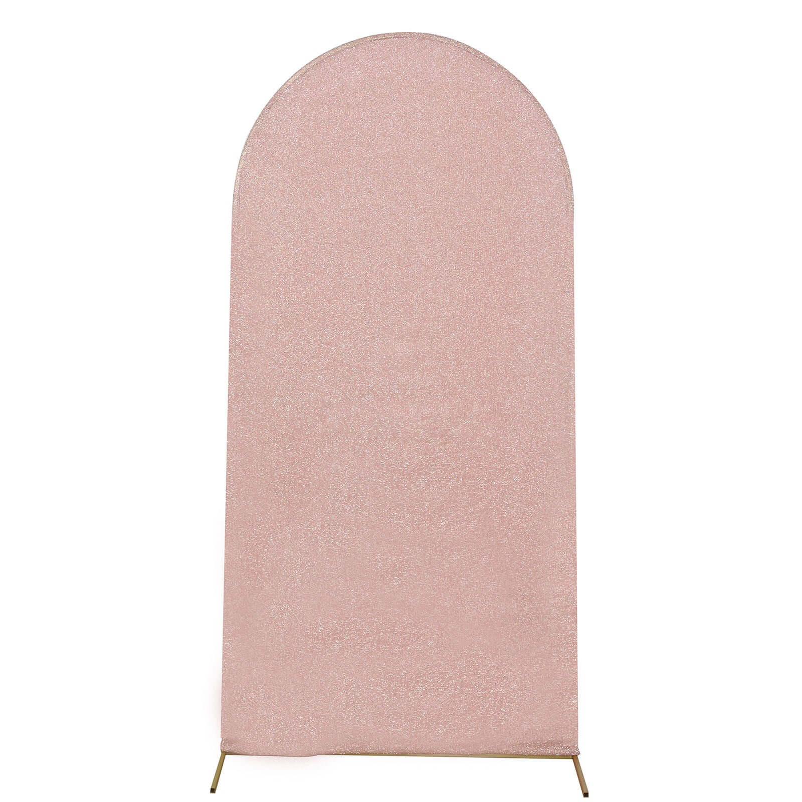 7ft Rose Gold Shimmer Tinsel Spandex Chiara Backdrop Stand Cover For Fitted Round Top Wedding Arch - Bell Racket Store