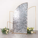 7ft Silver Double Sided Big Payette Sequin Chiara Wedding Arch Cover For Half Moon Backdrop Stand - Bell Racket Store