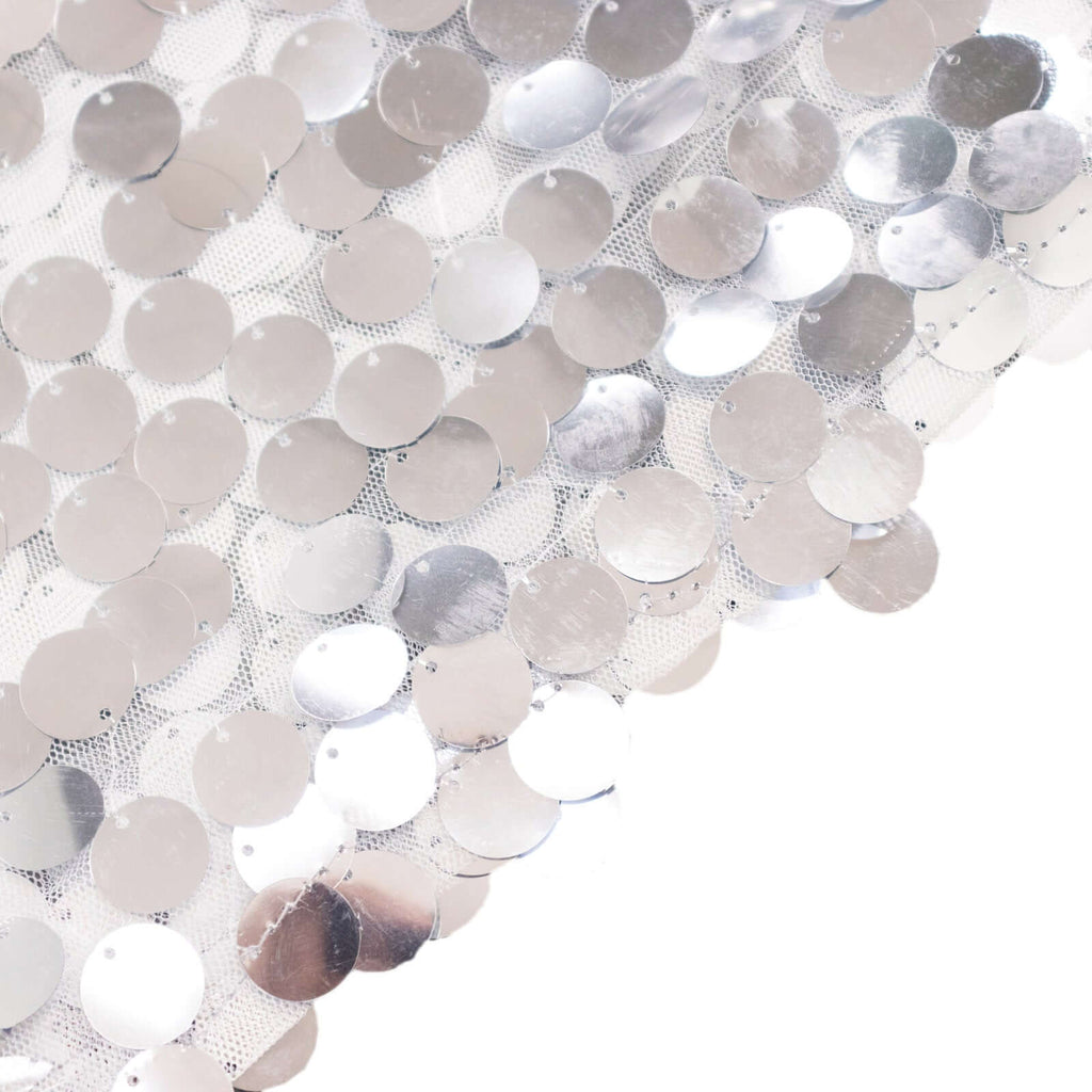 7ft Silver Double Sided Big Payette Sequin Chiara Wedding Arch Cover For Half Moon Backdrop Stand - Bell Racket Store