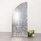 7ft Silver Double Sided Big Payette Sequin Chiara Wedding Arch Cover For Half Moon Backdrop Stand - Bell Racket Store