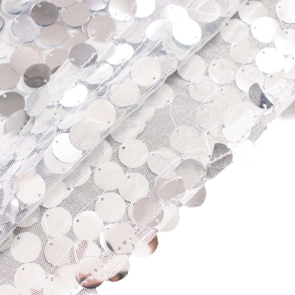 7ft Silver Double Sided Big Payette Sequin Chiara Wedding Arch Cover For Half Moon Backdrop Stand - Bell Racket Store