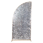 7ft Silver Double Sided Big Payette Sequin Chiara Wedding Arch Cover For Half Moon Backdrop Stand - Bell Racket Store