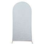 7ft Silver Shimmer Tinsel Spandex Chiara Backdrop Stand Cover For Fitted Round Top Wedding Arch - Bell Racket Store