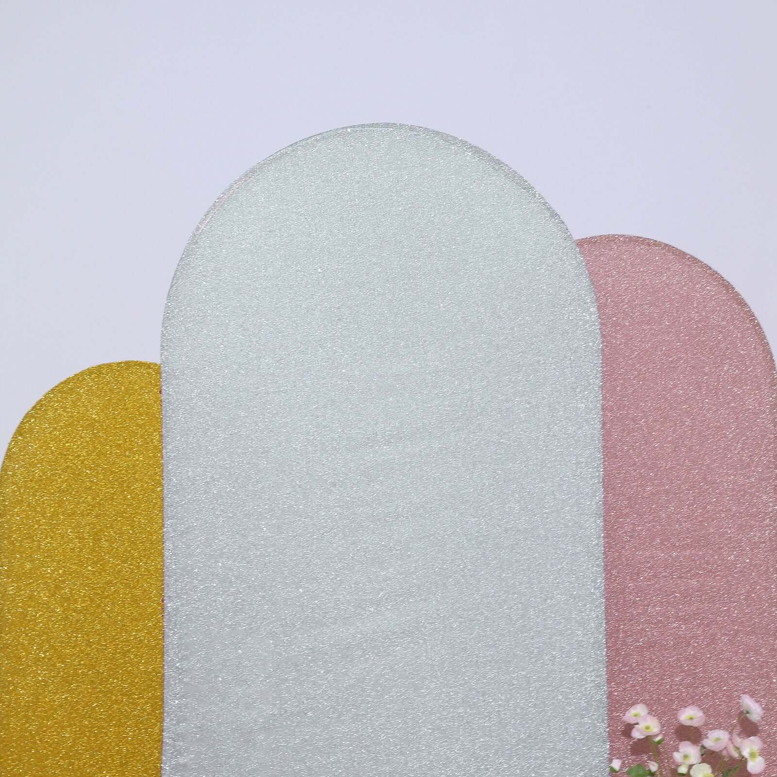 7ft Silver Shimmer Tinsel Spandex Chiara Backdrop Stand Cover For Fitted Round Top Wedding Arch - Bell Racket Store