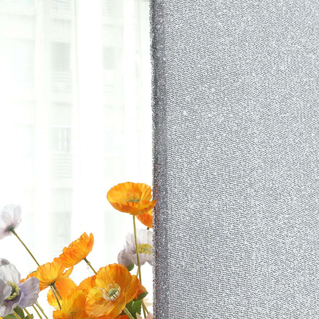 7ft Silver Shimmer Tinsel Spandex Chiara Backdrop Stand Cover For Fitted Round Top Wedding Arch - Bell Racket Store