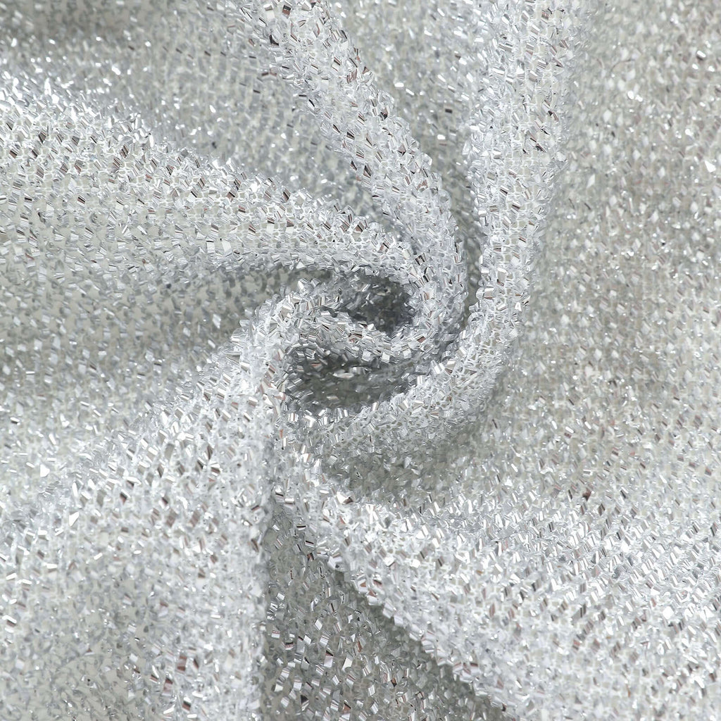 7ft Silver Shimmer Tinsel Spandex Chiara Backdrop Stand Cover For Fitted Round Top Wedding Arch - Bell Racket Store