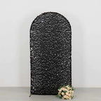 7ft Sparkly Black Big Payette Sequin Fitted Wedding Arch Cover for Round Top Chiara Backdrop Stand - Bell Racket Store