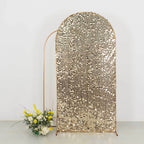 7ft Sparkly Champagne Big Payette Sequin Fitted Wedding Arch Cover for Round Top Chiara Backdrop Stand - Bell Racket Store