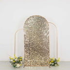 7ft Sparkly Champagne Big Payette Sequin Fitted Wedding Arch Cover for Round Top Chiara Backdrop Stand - Bell Racket Store