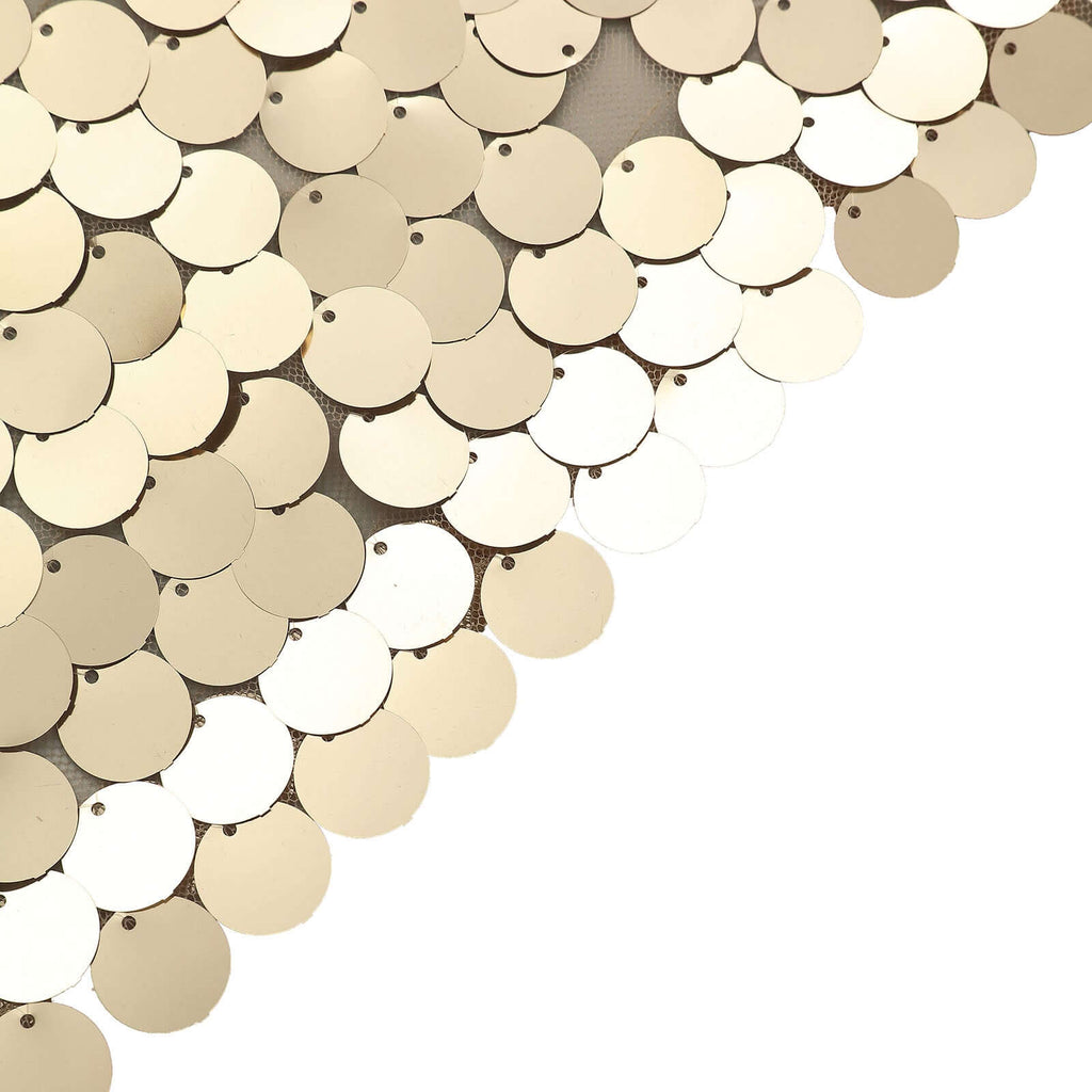 7ft Sparkly Champagne Double Sided Big Payette Sequin Chiara Backdrop Stand Cover For Fitted Round Top Wedding Arch - Bell Racket Store