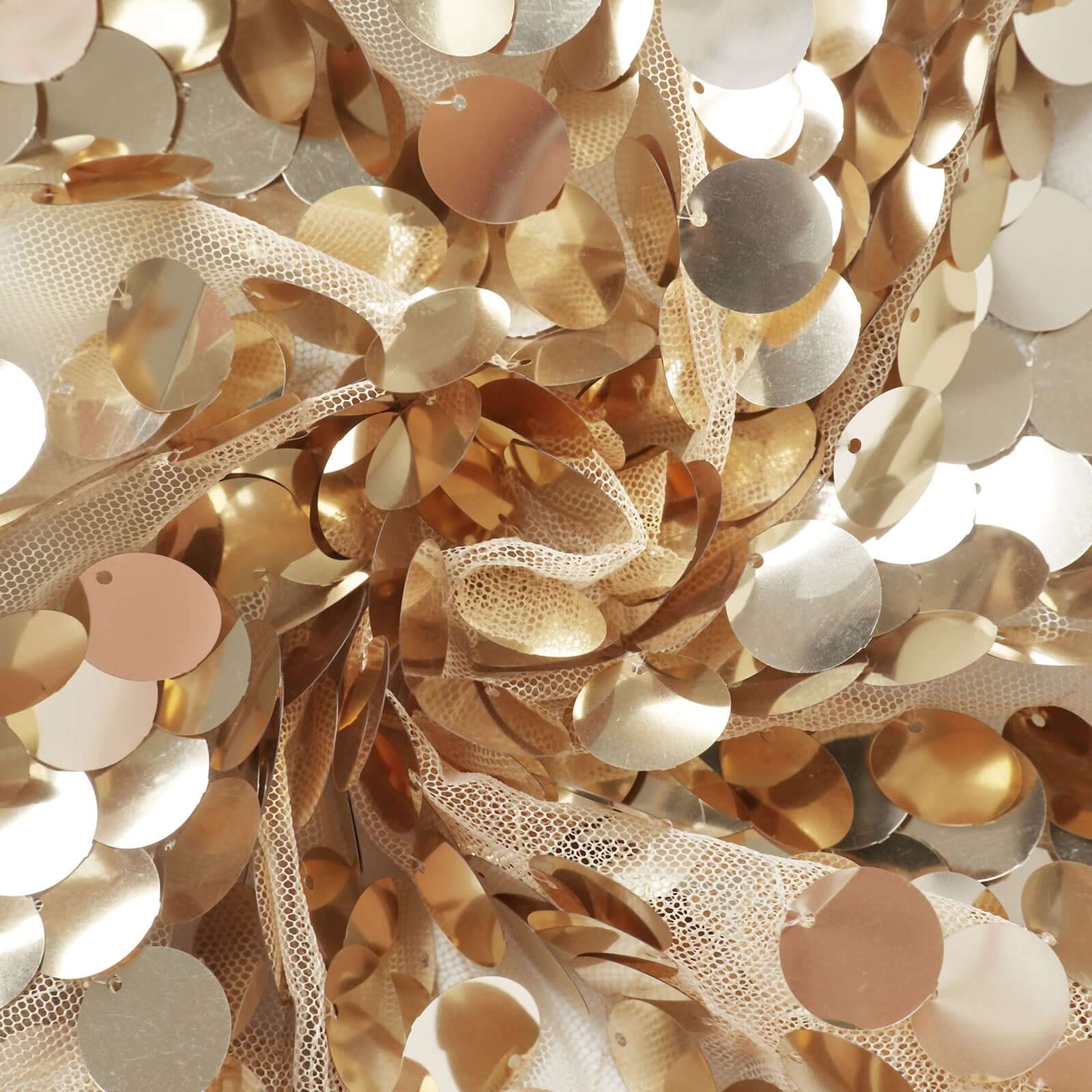 7ft Sparkly Champagne Double Sided Big Payette Sequin Chiara Backdrop Stand Cover For Fitted Round Top Wedding Arch - Bell Racket Store