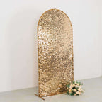 7ft Sparkly Gold Big Payette Sequin Fitted Wedding Arch Cover for Round Top Chiara Backdrop Stand - Bell Racket Store