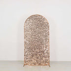 7ft Sparkly Rose Gold Big Payette Sequin Fitted Wedding Arch Cover for Round Top Chiara Backdrop Stand - Bell Racket Store