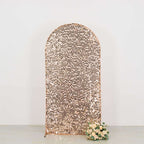 7ft Sparkly Rose Gold Big Payette Sequin Fitted Wedding Arch Cover for Round Top Chiara Backdrop Stand - Bell Racket Store