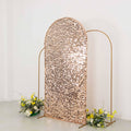 7ft Sparkly Rose Gold Big Payette Sequin Fitted Wedding Arch Cover for Round Top Chiara Backdrop Stand - Bell Racket Store