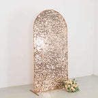 7ft Sparkly Rose Gold Big Payette Sequin Fitted Wedding Arch Cover for Round Top Chiara Backdrop Stand - Bell Racket Store