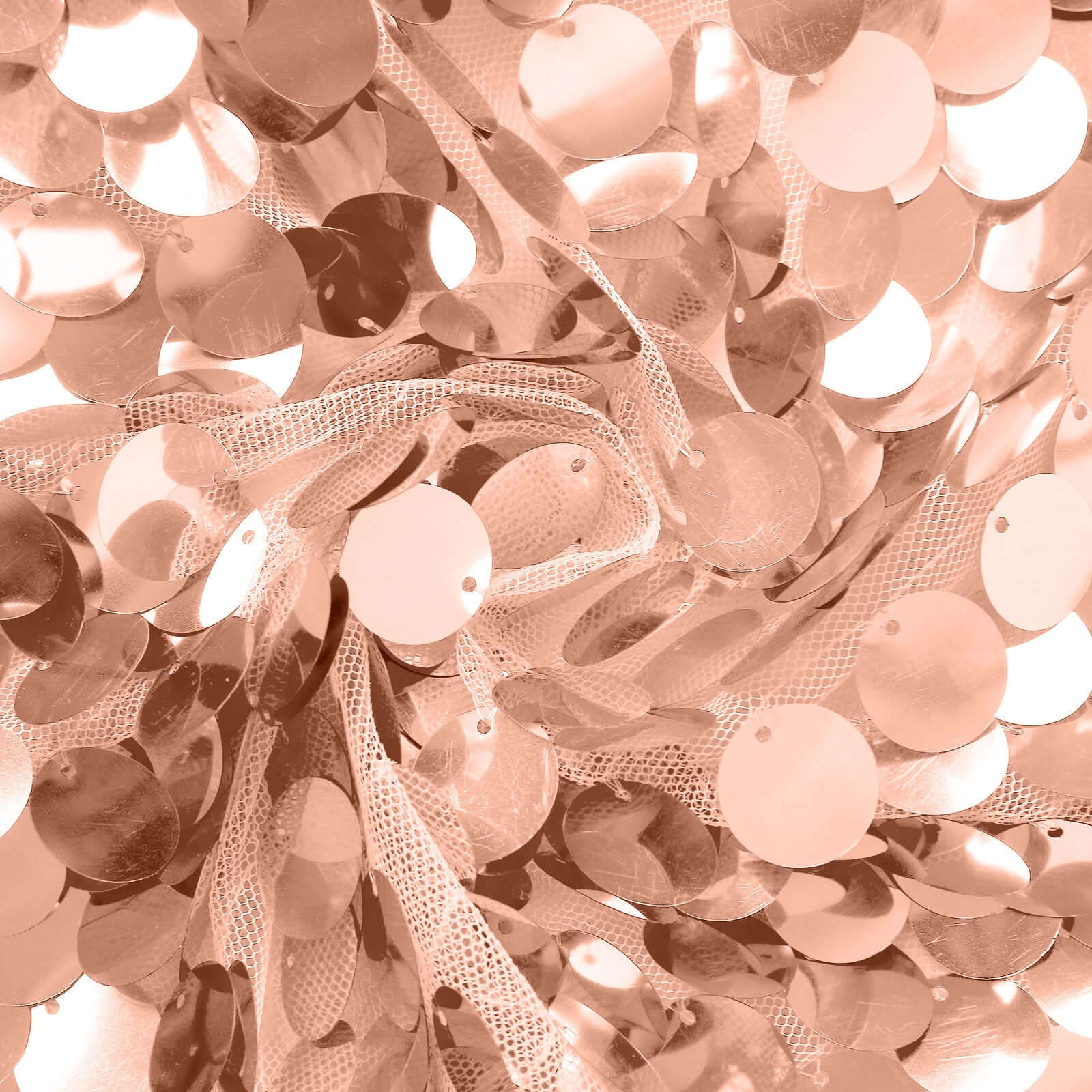 7ft Sparkly Rose Gold Double Sided Big Payette Sequin Chiara Backdrop Stand Cover For Fitted Round Top Wedding Arch - Bell Racket Store