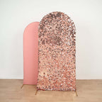 7ft Sparkly Rose Gold Double Sided Big Payette Sequin Chiara Backdrop Stand Cover For Fitted Round Top Wedding Arch - Bell Racket Store