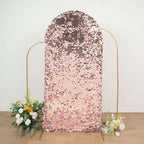 7ft Sparkly Rose Gold Double Sided Big Payette Sequin Chiara Backdrop Stand Cover For Fitted Round Top Wedding Arch - Bell Racket Store