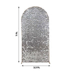 7ft Sparkly Silver Big Payette Sequin Fitted Wedding Arch Cover for Round Top Chiara Backdrop Stand - Bell Racket Store