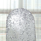 7ft Sparkly Silver Double Sided Big Payette Sequin Chiara Backdrop Stand Cover For Fitted Round Top Wedding Arch - Bell Racket Store