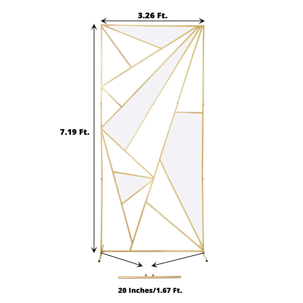 7ft Tall Gold Metal Rectangular Geometric Flower Frame Prop Stand, Wedding Backdrop Floor Stand With Cloudy Film Insert - Bell Racket Store
