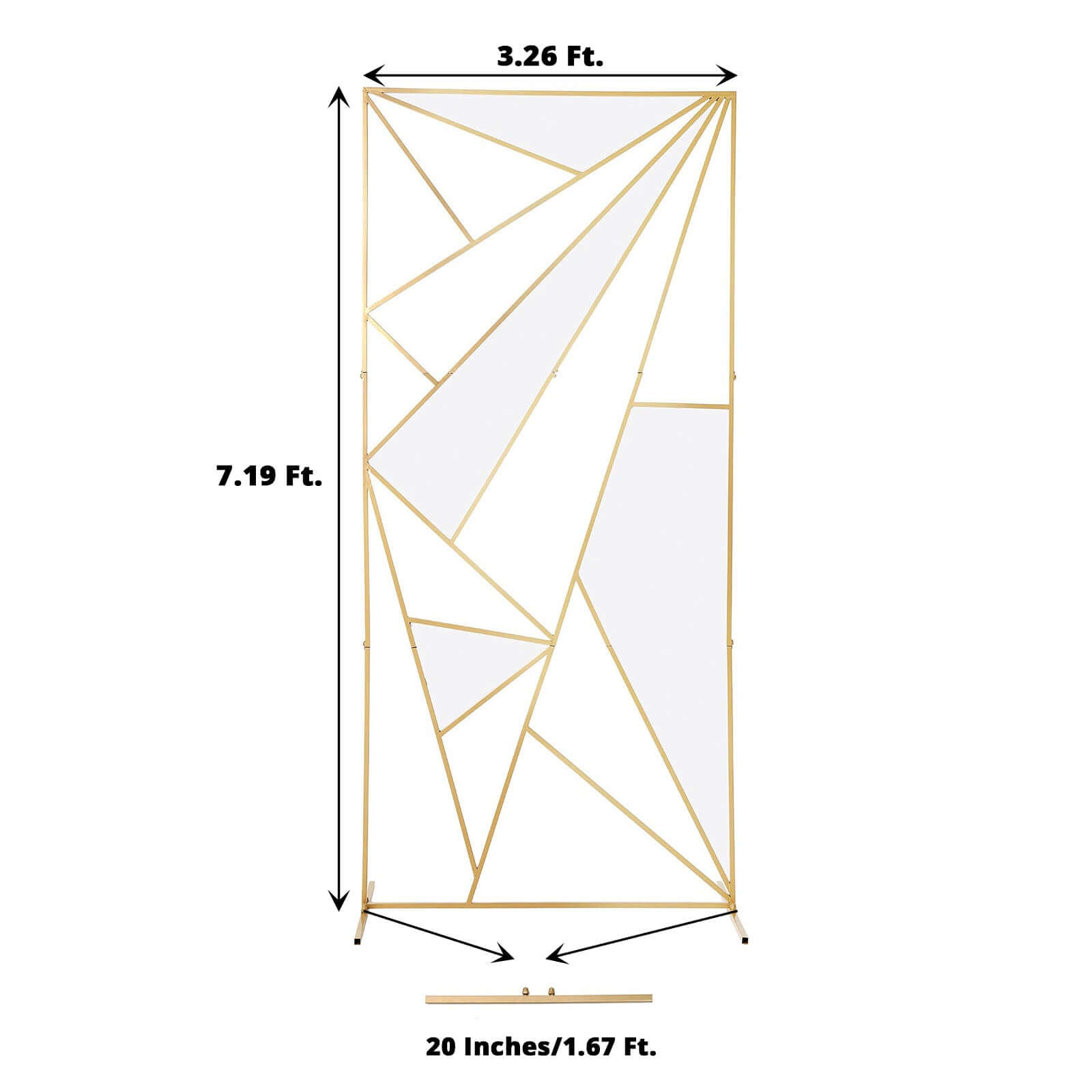 7ft Tall Gold Metal Rectangular Geometric Flower Frame Prop Stand, Wedding Backdrop Floor Stand With Cloudy Film Insert - Bell Racket Store