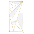 7ft Tall Gold Metal Rectangular Geometric Flower Frame Prop Stand, Wedding Backdrop Floor Stand With Cloudy Film Insert - Bell Racket Store