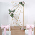 7ft Tall Gold Metal Rectangular Geometric Flower Frame Prop Stand, Wedding Backdrop Floor Stand With Cloudy Film Insert - Bell Racket Store