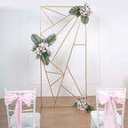 7ft Tall Gold Metal Rectangular Geometric Flower Frame Prop Stand, Wedding Backdrop Floor Stand With Cloudy Film Insert - Bell Racket Store