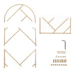 7ft Tall Gold Metal Round Top Geometric Flower Frame Prop Stand, Rectangular Wedding Backdrop Floor Stand With Cloudy Film Insert - Bell Racket Store