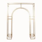 7ft Wedding Arch Rectangular Backdrop Stand â€“ Arc de Triomphe Style 3D Heavy Duty Gold Metal Frame for Balloon & Floral Display - Bell Racket Store