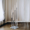 8 Arm Cluster Taper Candle Holder Silver - Stunning Large Candle Arrangement With Clear Glass Shades for Grand Banquets & Celebrations 42"