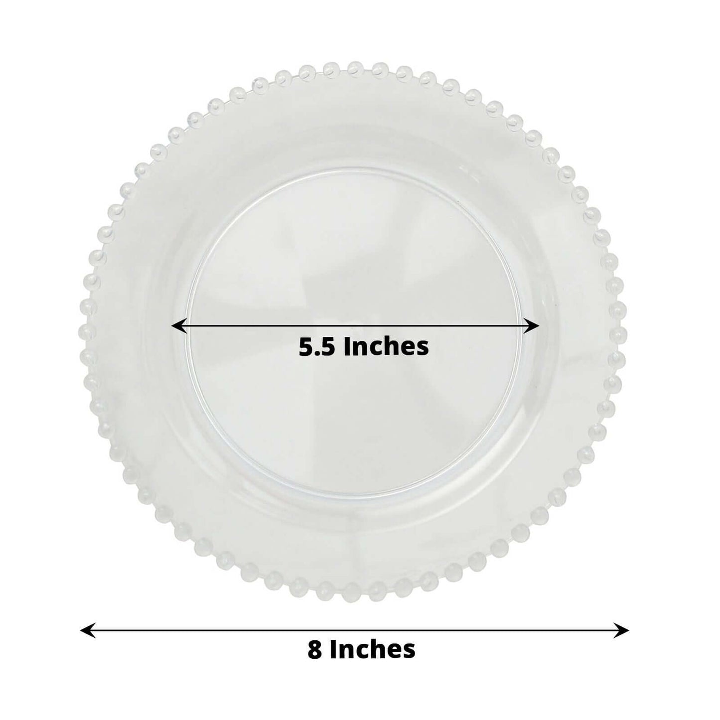 10-Pack Clear Plastic Dessert Plates â€“ 8" Round with Beaded Rim, Disposable for Parties & Events