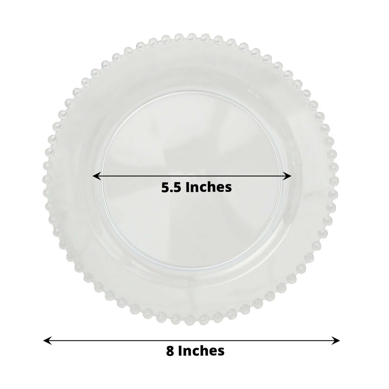 10-Pack Clear Plastic Dessert Plates â€“ 8" Round with Beaded Rim, Disposable for Parties & Events