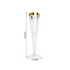 12-Pack Plastic Champagne Flutes Clear/Gold Hollow Stem - Stylish Disposable Glasses with Detachable Base for Toasts 6oz