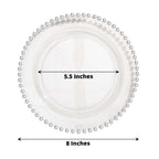 10-Pack Clear Plastic Dessert Plates â€“ 8" Round with Silver Beaded Rim, Disposable for Parties & Events