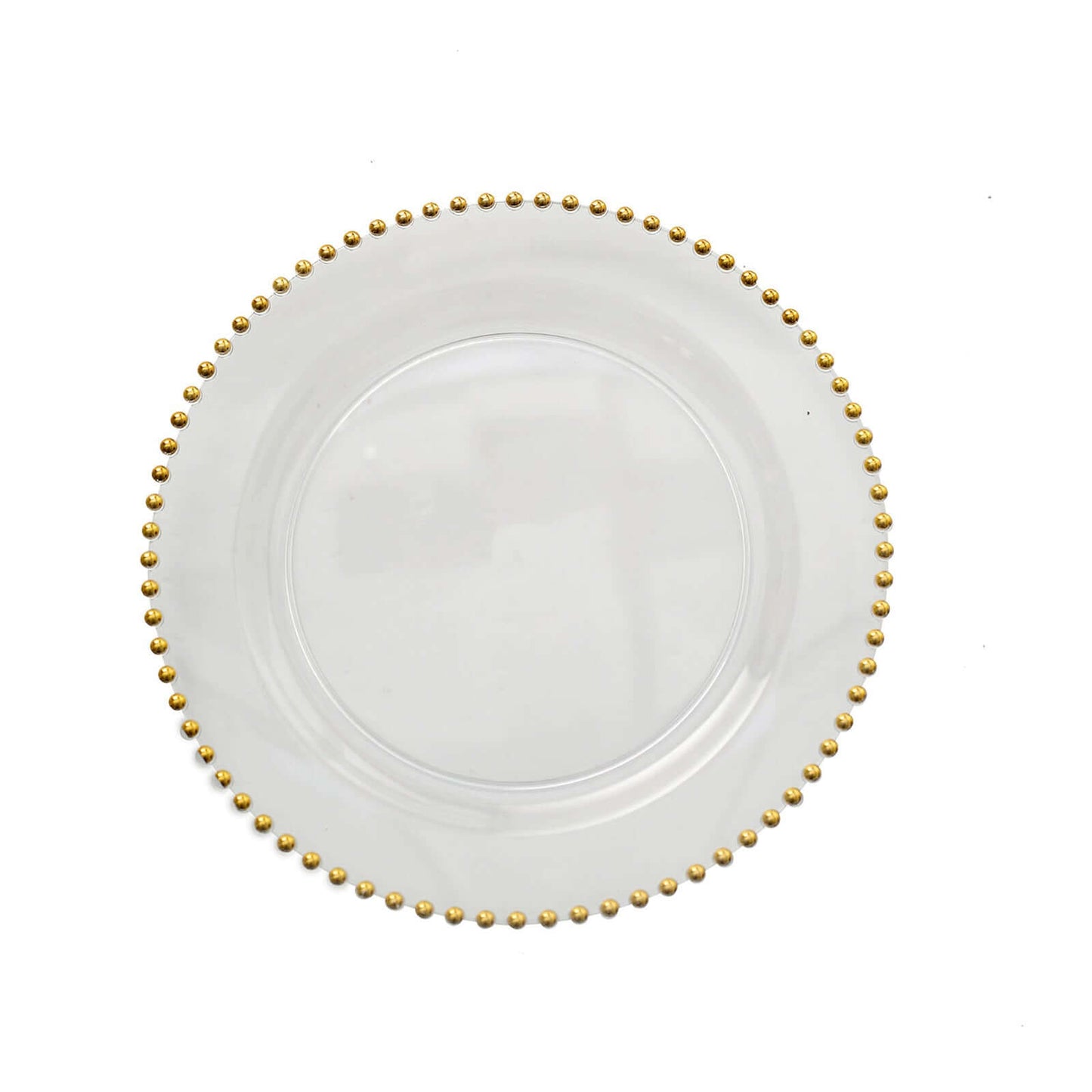 10-Pack Clear Plastic Dessert Plates â€“ 8" Round with Gold Beaded Rim, Disposable for Parties & Events