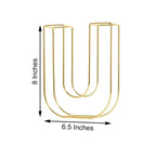 8" Tall Gold Freestanding 3D Decorative Wire Letter, Wedding Centerpiece - U