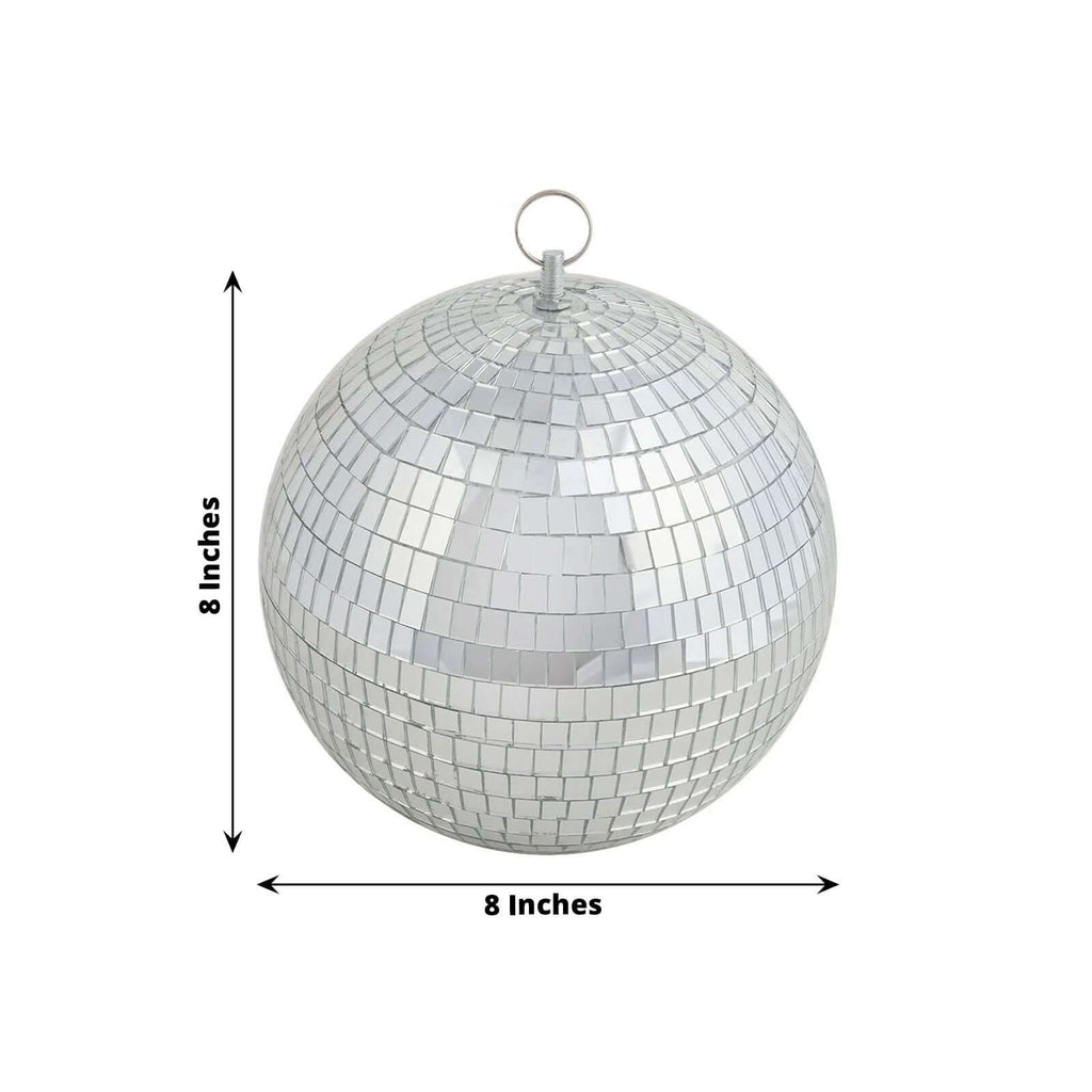4 Pack 8" Silver Foam Disco Mirror Ball With Hanging Ring, Holiday Party Decor