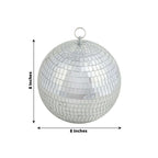 4 Pack 8" Silver Foam Disco Mirror Ball With Hanging Ring, Holiday Party Decor