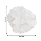 6 Pack 8" White Tissue Paper Pom Poms Flower Balls, Ceiling Wall Hanging Decorations