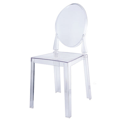 8 - Pack Acrylic Ghost Chairs with Oval Back for Banquet Use Clear â€“ Sleek Transparent Armless Accent Chairs for Weddings & Gatherings - Bell Racket Store