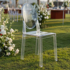 8 - Pack Acrylic Ghost Chairs with Oval Back for Banquet Use Clear â€“ Sleek Transparent Armless Accent Chairs for Weddings & Gatherings - Bell Racket Store