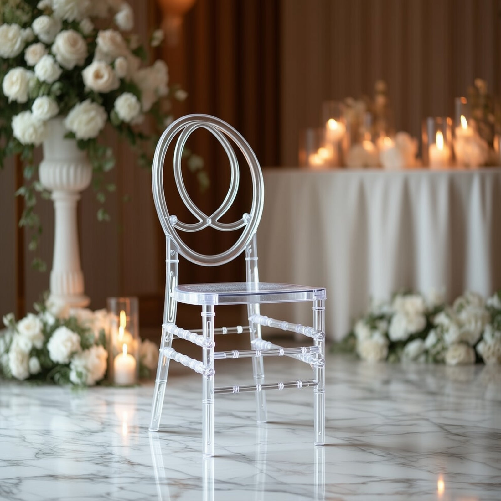 8 - Pack Acrylic Stackable Ghost Chairs in Phoenix Chiavari Style Transparent Resin with Oval Back Clear â€“ Sleek Armless Design for Weddings & Gatherings - Bell Racket Store